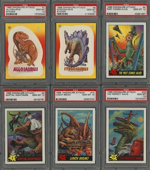 1988 Topps "Dinosaurs Attack!" Complete Set (55) and Stickers Set (11) - Both #1 on the PSA Set Registry!